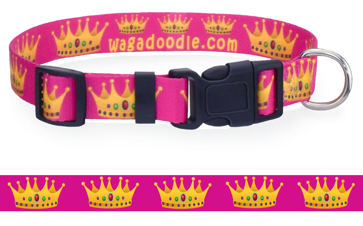 Royal Crowns Pink Personalized Dog Collar