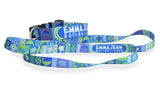 Tropical Pattern Blue Personalized Dog Collar