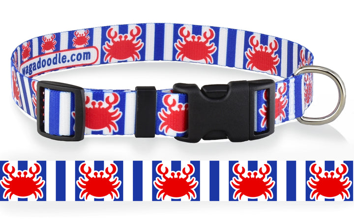 Red White & Blue Crab Personalized Dog Collar