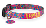 Passion Flower on Pink Personalized Dog Collar