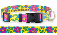 Passion Flower on Yellow Personalized Dog Collar