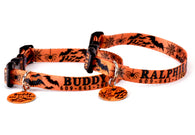 Halloween Orange & Black Bats Dog Collar Personalized Dog Collar