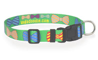 Bow Ties on Lime Personalized Dog Collar