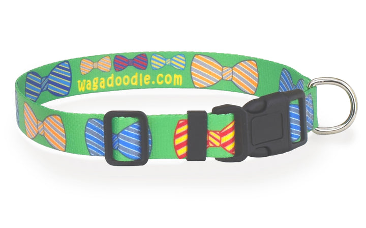 Bow Ties on Lime Personalized Dog Collar