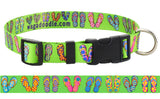 Beach Flip Flops Lime Personalized Dog Collar