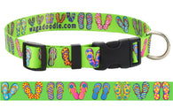 Beach Flip Flops Lime Personalized Dog Collar