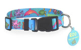 Sea Creatures Aqua Personalized Dog Collar