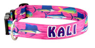 Mahi, Marlin and Sailfish Personalized Dog Collar Pink