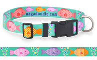 Scrummy Fish Aqua Personalized Dog Collar