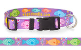 Scrummy Fish Purple Personalized Dog Collar