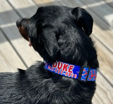 Red, White & Blue Flames Personalized Dog Collar