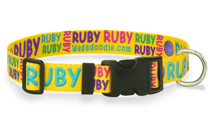 Signature-Autograph Personalized Dog Collar Tropical Yellow