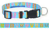 Beach Flip Flops Blue Personalized Dog Collar
