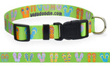 Beach Flip Flops Lime Personalized Dog Collar
