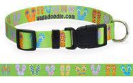Beach Flip Flops Lime Personalized Dog Collar