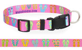 Beach Flip Flops Pink Personalized Dog Collar