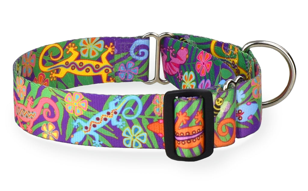 Geckos Purple Personalized Custom Martingales Dog Collar | Wagadoodle