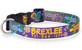 Geckos on Purple Personalized Dog Collar