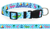 Greek Preppy Blue Personalized Dog Collar
