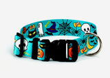 Halloween Funny & not so Scary Teal Personalized Dog Collar