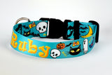 Halloween Funny & not so Scary Teal Personalized Dog Collar