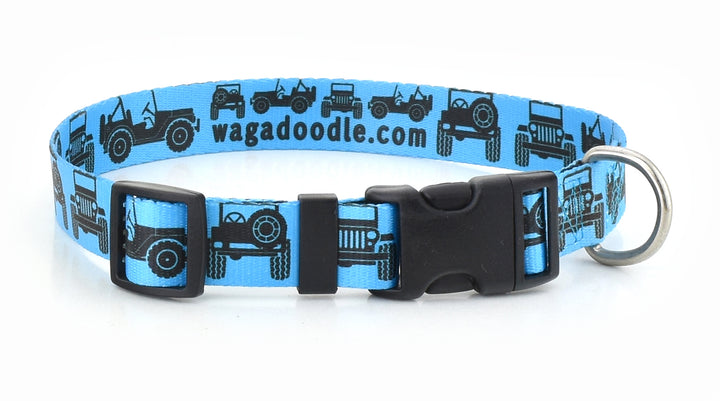 Jeeps Off-Road Blue Personalized Dog Collar