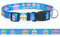 Key West Conch Houses, Bicycles, Palm Trees on Blue Dog Collar