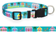 Key West Conch Houses, Bicycles, Palm Trees on Teal Dog Collar