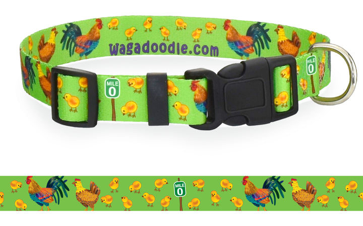 Key West Chickens Dog Collar Lime
