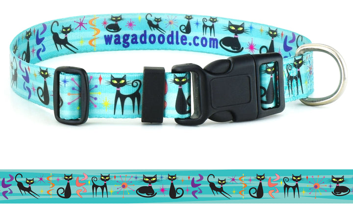 Mid-Century Modern Retro Astro Cats Dog Collar