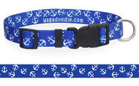 Anchors Navy and White Personalized Dog Collar