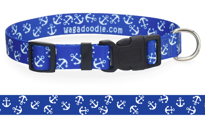 Anchors on Navy Blue Dog Collar