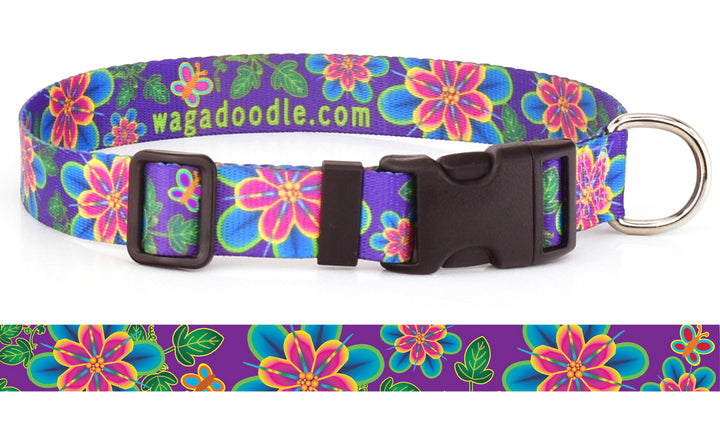 Passion Flower Purple Dog Collar