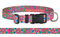 Passion Flower on Pink Personalized Dog Collar