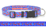 Red, White & Blue Flames Personalized Dog Collar