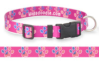 American Flag Paws Print in Pink Dog Collar