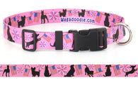 Patriotic Parade Pink Dog Collar