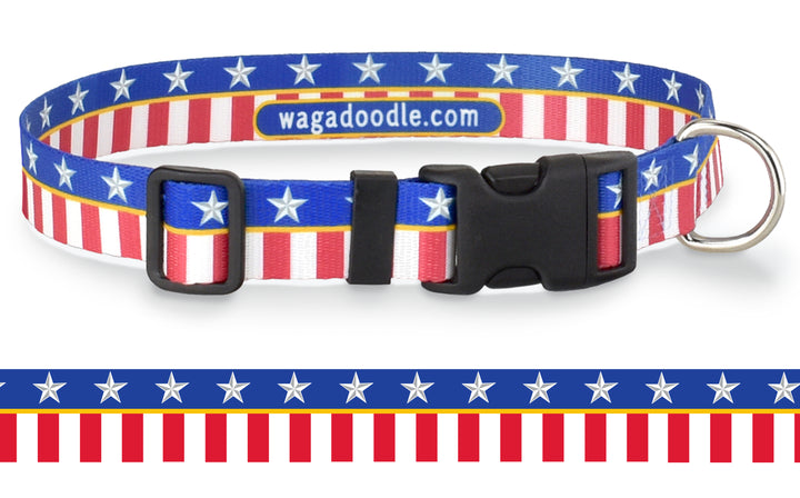 Patriotic Bars & Stars Flag Dog Collar