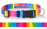 Rainbow Mod Stripes Personalized Dog Collar