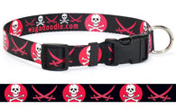 Skull & Crossbones Pirate Black Personalized Dog Collar