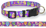 Dead Sugar Skulls Purple Personalized Dog Collar