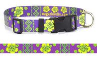 Tribal Hawaiian Print on Purple Personalized Dog Collar