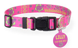 Tribal Hawaiian Print Dog Collar Pink