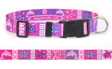 Tropical Pattern Pink Personalized Dog Collar