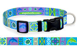 Tropical Pattern Blue Personalized Dog Collar