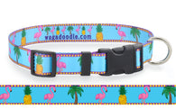 Pink Flamingos, Pineapples & Palm Trees Personalized Dog Collar