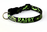 Halloween Black & Green Bats Personalized Dog Collar