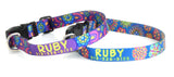Hippie Flower Personalized Dog Collar