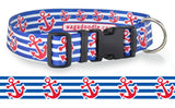 Anchors Red, White & Blue Personalized Dog Collar