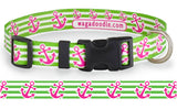 Anchors Lime & Pink Personalized Dog Collar